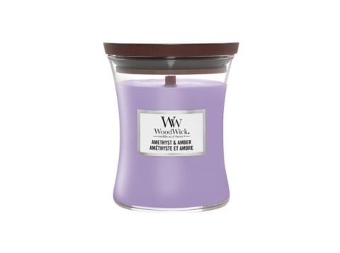 neuveden: WoodWick Amethyst & Amber svíčka váza 275g