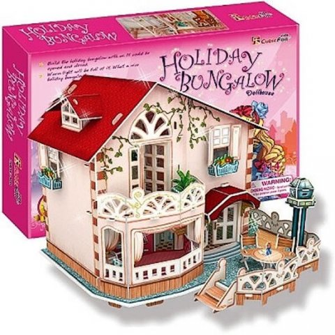 neuveden: Puzzle 3D Chatka pro panenky / led - 114 dílků