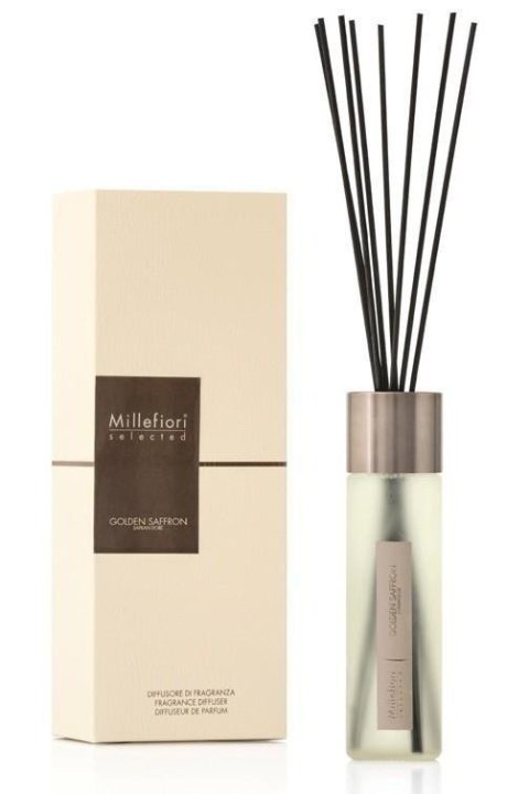 neuveden: Millefiori Selected Golden Saffron / difuzér 350ml + stébla