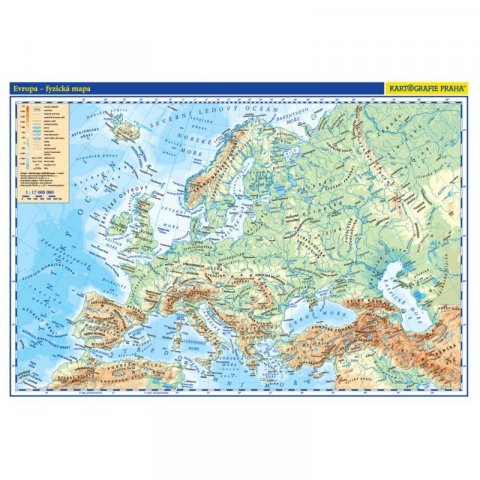 neuveden: Evropa fyzická / politická mapa 1:17 mil
