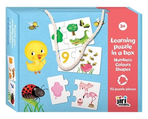 : Puzzle pro předškoláky v krabičce Čísla, barvy, tvary