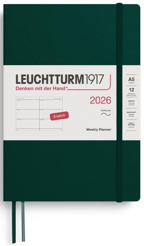 neuveden: Weekly Planner 2026 Medium (A5) Forest Green