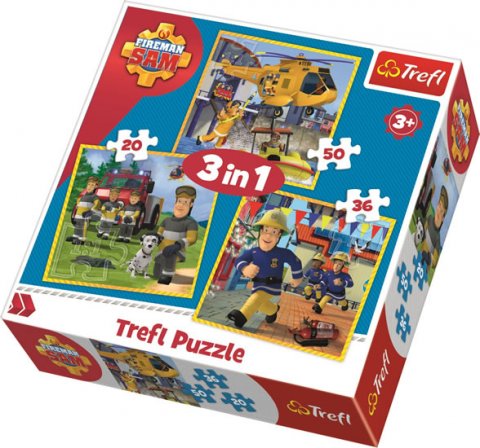 neuveden: Trefl Puzzle Požárník Sam 3v1 (20,36,50 dílků)