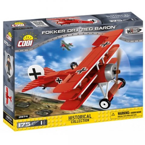neuveden: Stavebnice COBI 2974 Great War Stíhací letoun Fokker Dr. 1 RED BARON/175 ko