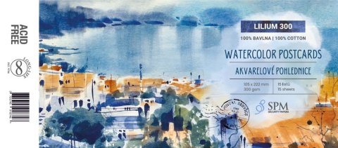 neuveden: Akvarelová pohlednice Lilium 300 g/m2 (100 % bavlna)