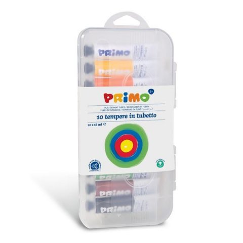 neuveden: Temperové barvy PRIMO, sada 10 x 18ml + štětec v plastovém pouzdru neuveden: Temperové barvy PRIMO, sada 10 x 18ml + štětec v plastovém pouzdru