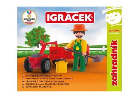 neuveden: Igráček Zahradník - figurka s traktůrkem a příslušenstvím