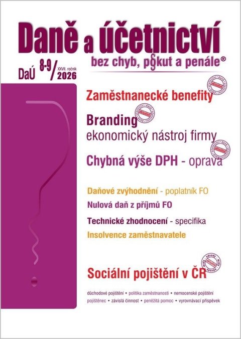 : DaÚ 8-9/2026 Zaměstnanecké benefity a DPH, Branding - ekonomický nástroj fi