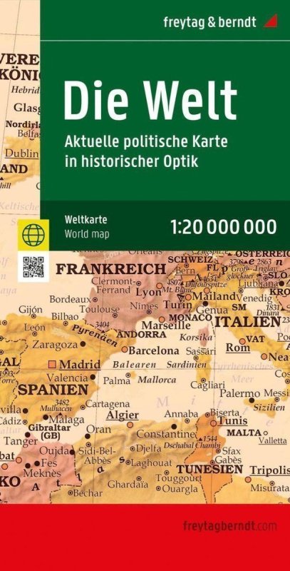 neuveden: Mapa světa 1:20 000 000 / aktuální mapa ve starožitném stylu (nástěnná)
