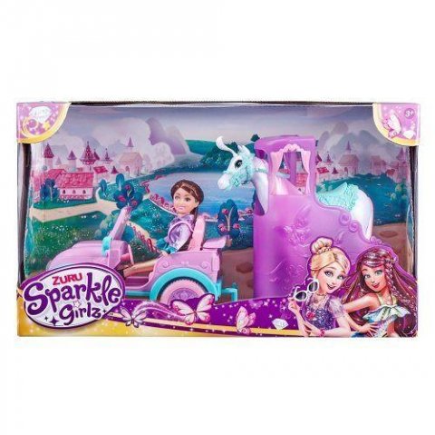 neuveden: Sparkle Girlz Panenka s jeepem a přívěsem s koněm