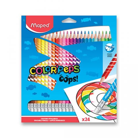 neuveden: Maped - Bezdřevé pastelky Color´Peps Oops s gumou 24 ks