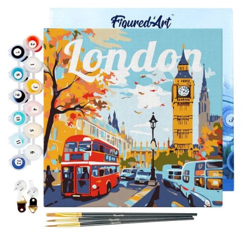 : Mini malování podle čísel - Travel poster London 20x20cm na rámu