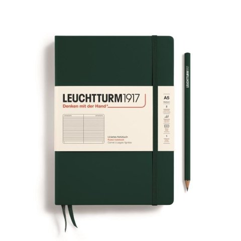 neuveden: Leuchtturm1917 Zápisník Forest Green Medium A5 linkovaný