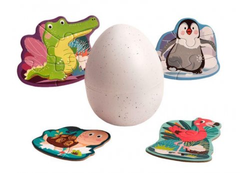 neuveden: Puzzle Mláďata ve vejci, dřevěné s hračkou