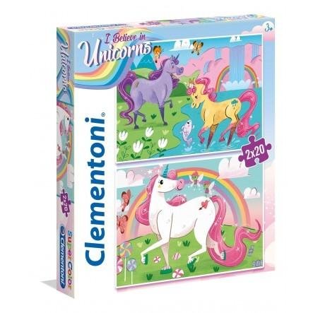 neuveden: Puzzle Supercolor Jednorožec/2x20 dílků