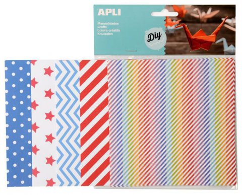 neuveden: APLI origami papír 15 x 15 cm - mix barevných vzorů 50 ks