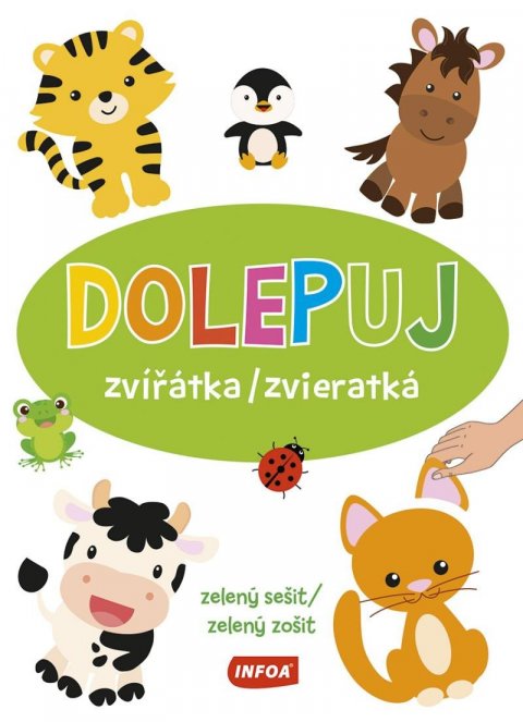 neuveden: Dolepuj zvířátka / zvieratká - zelený sešit / zelený zošit (+ samolepky)