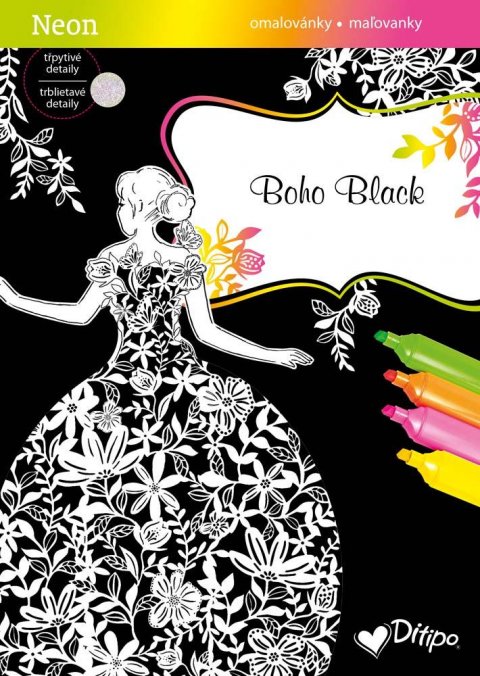 neuveden: Třpytivé omalovánky - Boho Black