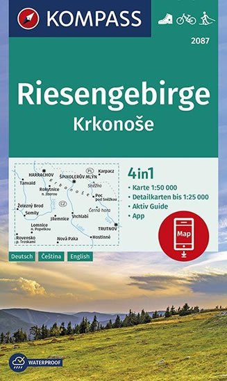 neuveden: Riesengebirge, Krkonoše 1:50 000 / turistická mapa KOMPASS 2087