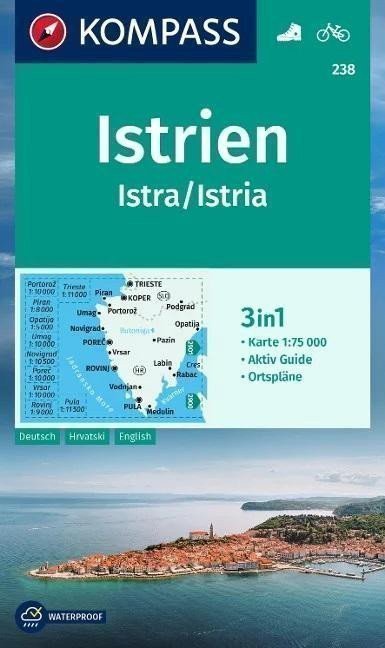 neuveden: Istrie, Istra, Istrie 1:75 000 / turistická mapa KOMPASS 238