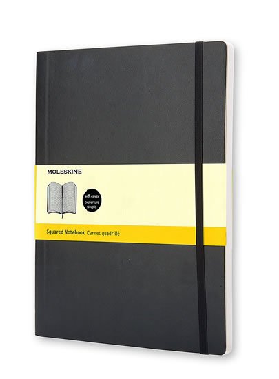 neuveden: Zápisník Moleskine - měkké desky, XL, čtverečkovaný - černý