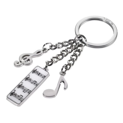 neuveden: Troika klíčenka - noty, houslový klíč, notový sešit 5th Symphony (kovová, m