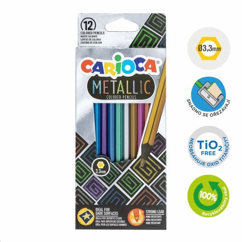neuveden: Carioca pastelky šestihranné Metallic - 12 ks