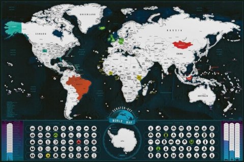neuveden: Stírací mapa světa EN - silver classic XL