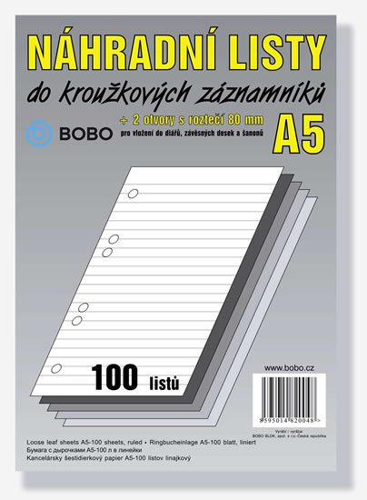 neuveden: Náhradní listy A5, linka, 100 listů neuveden: Náhradní listy A5, linka, 100 listů