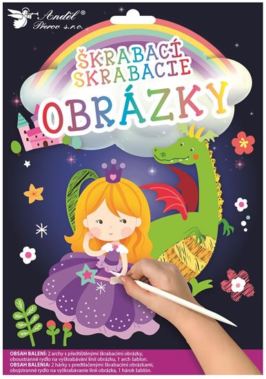 neuveden: Vyškrabávací obrázky - Princezna 16,5 x 21 cm (2 ks)