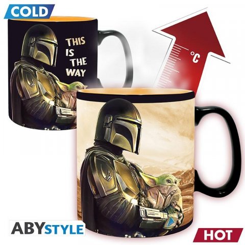 neuveden: Star Wars Mandalorian  Měnící keramický hrnek 460 ml - Mando&Grogu