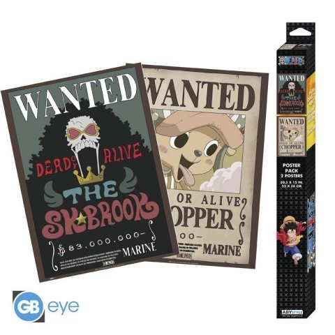 neuveden: One Piece Set plakátů - Wanted Chopper  Brook 2 ks