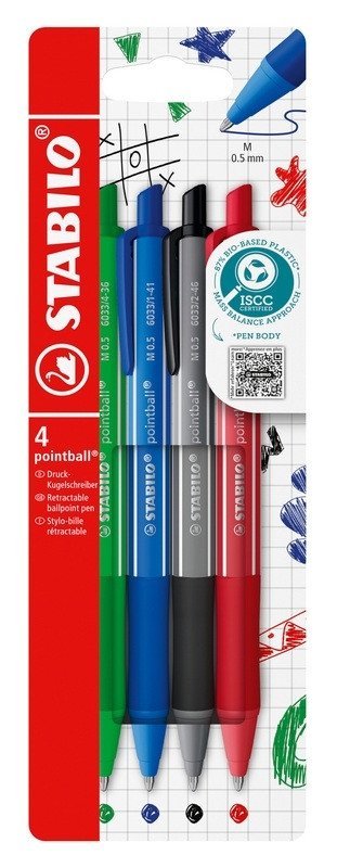 neuveden: Kuličkové pero STABILO pointball colorful - sada 4 ks