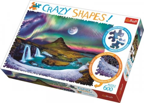 neuveden: Trefl Puzzle Polární záře nad Islandem / 600 dílků Crazy Shapes