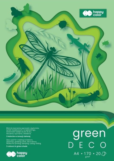 : Blok DECO GREEN A4 170g, 20 archů, 5 barev