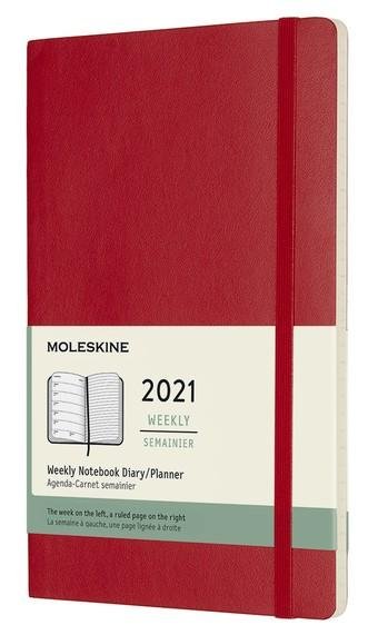 neuveden: Moleskine Zápisník plánovací 2021 červený L, měkký