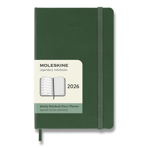neuveden: Diář Moleskine 2026 - tvrdé desky, S, týdenní, tmavě zelený