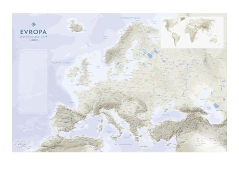 neuveden: Evropa - Cestovatelská mapa na desce 1:6 800 000