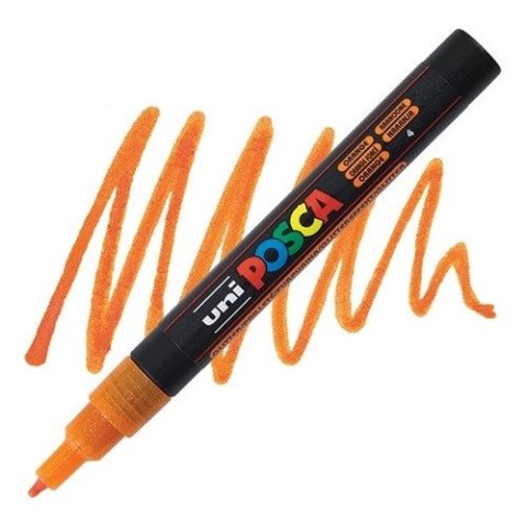 neuveden: Posca akrylový popisovač PC-3ML, 0,9 - 1,3 mm, třpytivě oranžová (tenký kul