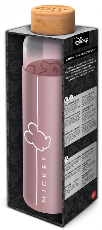 neuveden: Skleněná láhev s návlekem - Mickey 585 ml