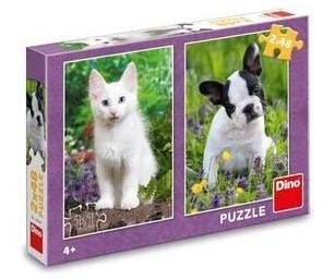 Němeček Zdeněk: Puzzle Buldoček a kkotě 2 x 48 dílků Němeček Zdeněk: Puzzle Buldoček a kkotě 2 x 48 dílků