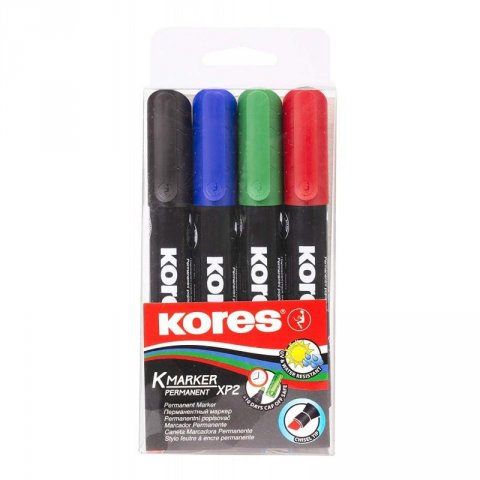 neuveden: Kores Permanentní popisovač K-MARKER, zkosený hrot 3-5 mm, mix 4 barev (čer neuveden: Kores Permanentní popisovač K-MARKER, zkosený hrot 3-5 mm, mix 4 barev (čer