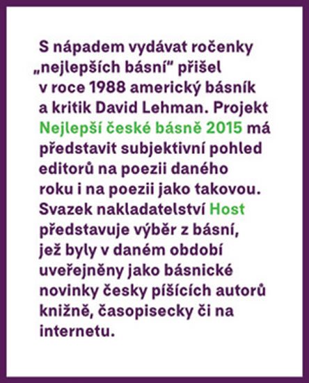 Borkovec Petr: Nejlepší české básně 2015
