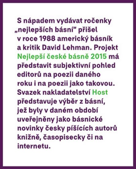 Borkovec Petr: Nejlepší české básně 2015 Borkovec Petr: Nejlepší české básně 2015