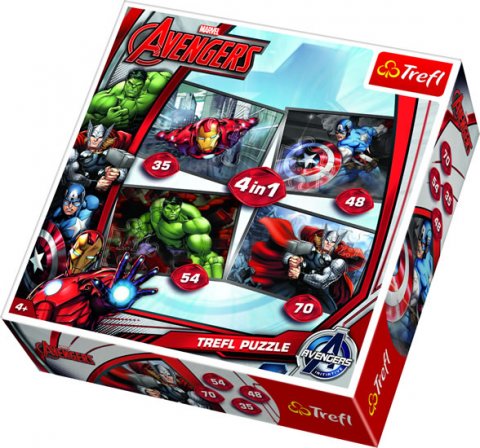 neuveden: Trefl Puzzle Avengers 4v1 (35,48,54,70 dílků)