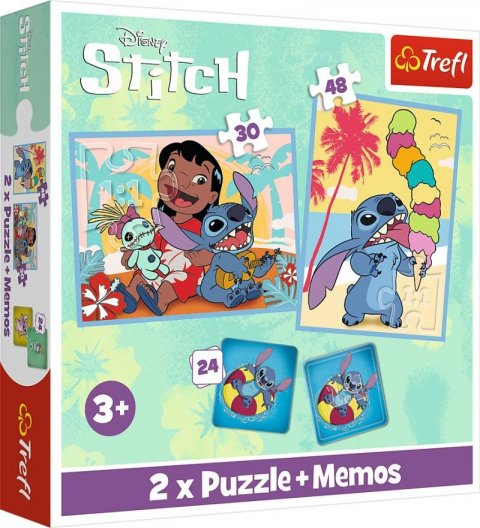 neuveden: Sada 3v1 Lilo & Stitch: Šťastný den (2x puzzle + pexeso)