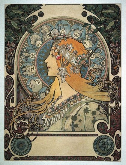 neuveden: Pohled Alfons Mucha – Zodiac, krátký