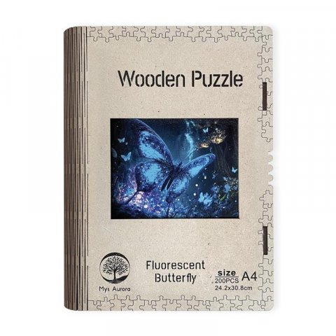 neuveden: Dřevěné puzzle/Fluorescentní motýl A4