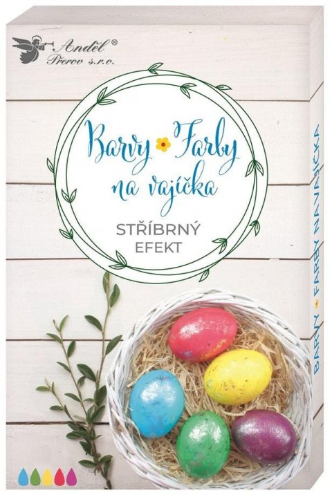 neuveden: Barvy na vajíčka gelové se stříbrným efektem, 5ks, rukavice