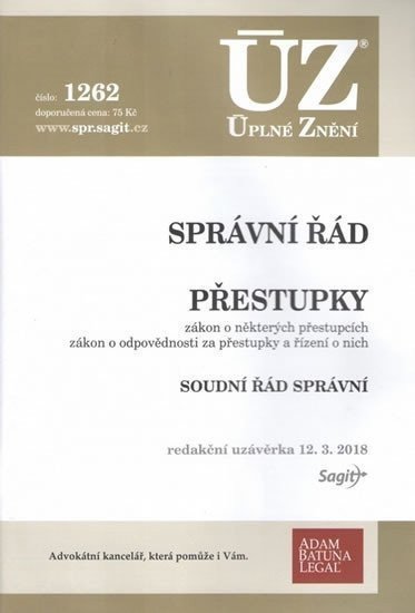neuveden: ÚZ 1262 Správní řád, Soudní řád správní, Přestupky